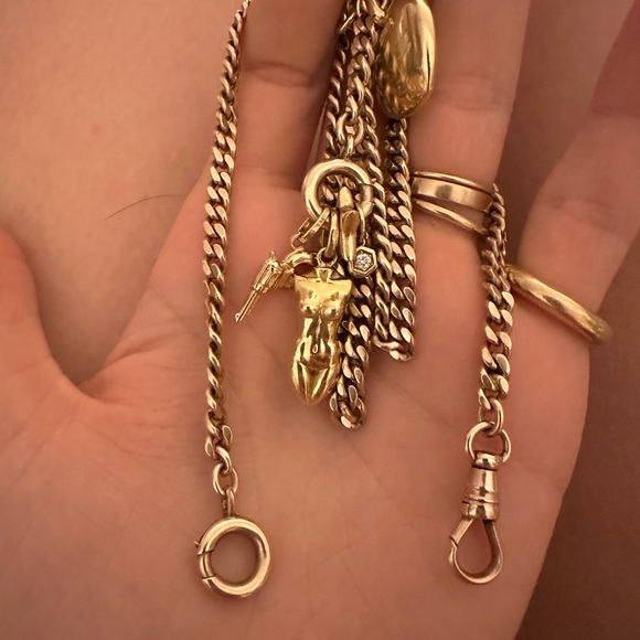 EXTREMELY RARE ESTATE 18k ANTIQUE DOUBLE ALBERT CURB WATCH CHAIN FROM BIRMINGHAM - Picture 5 of 11